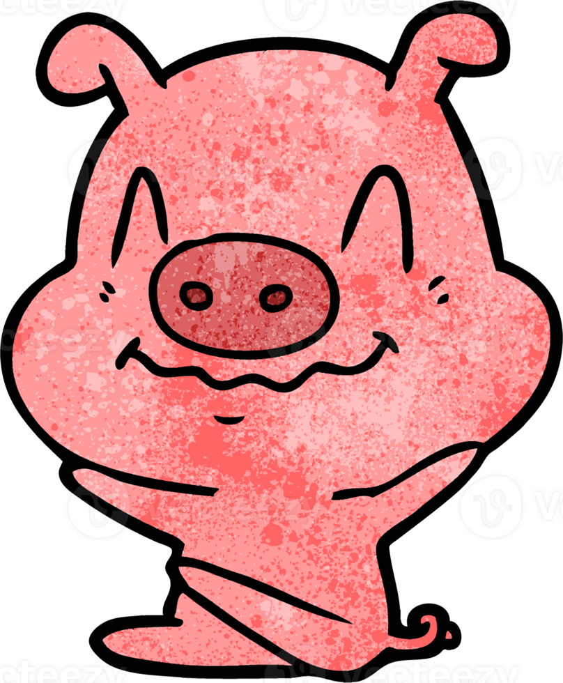 nervous cartoon pig sitting png