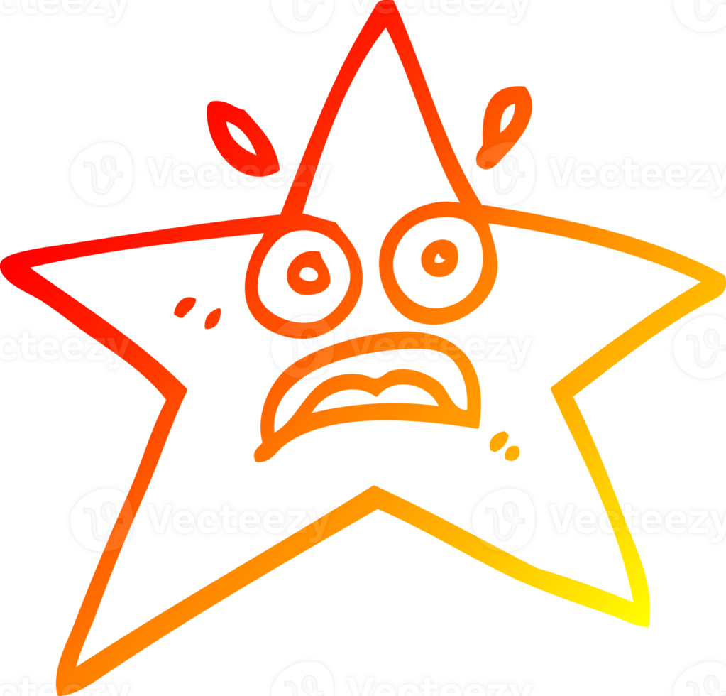 warm gradient line drawing of a funny cartoon star png