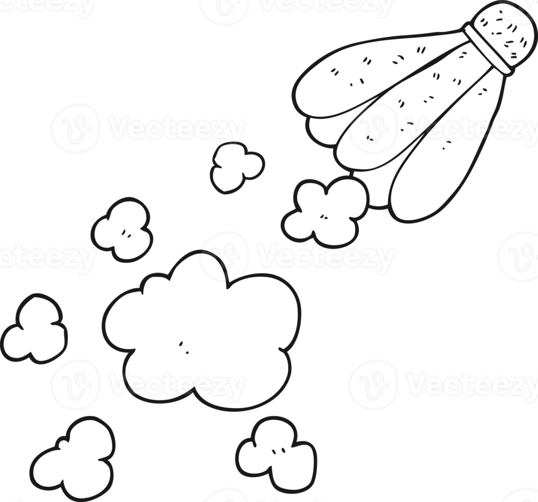 drawn black and white cartoon badminton shuttlecock png