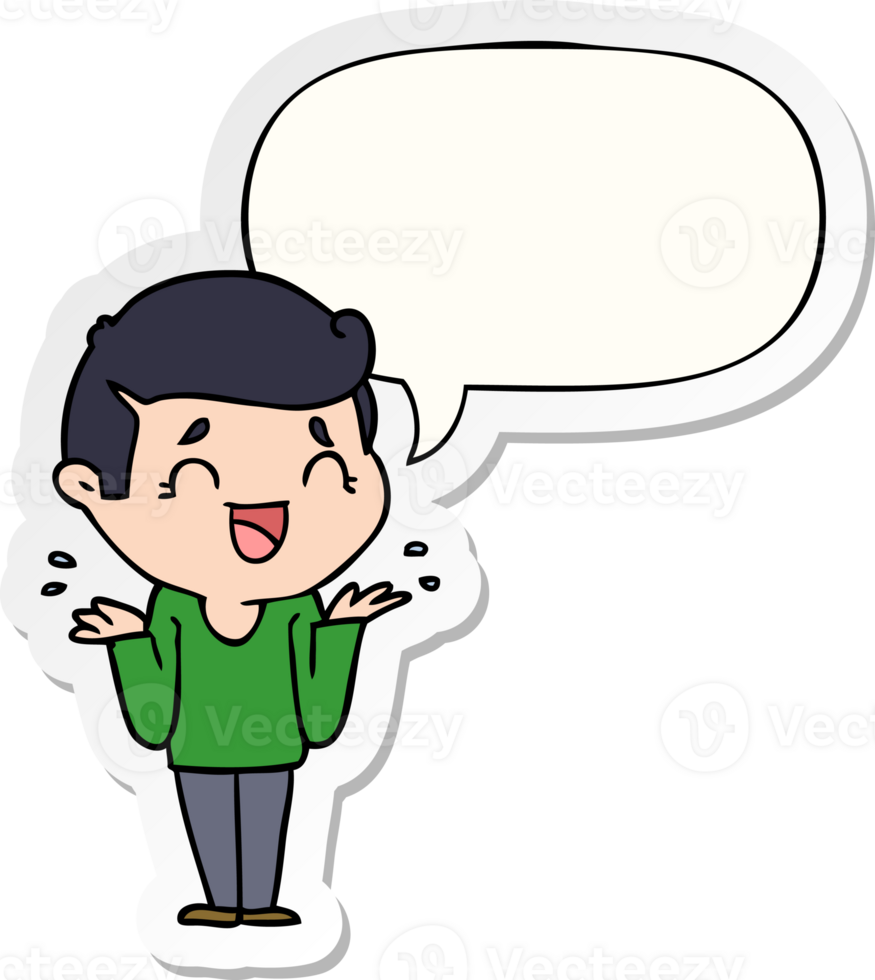 cartoon laughing confused man with speech bubble sticker png