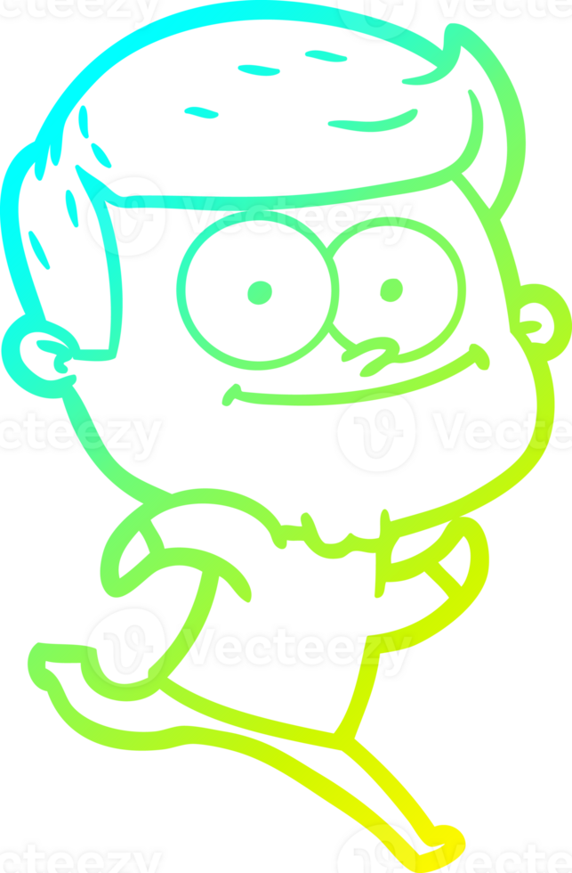 cold gradient line drawing of a cartoon happy man png
