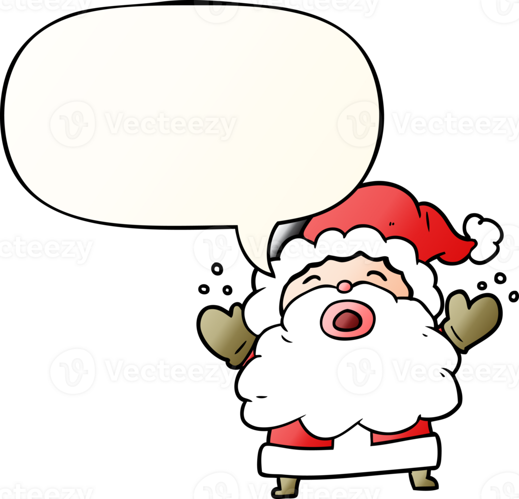 cartoon santa claus shouting in frustration with speech bubble in smooth gradient style png