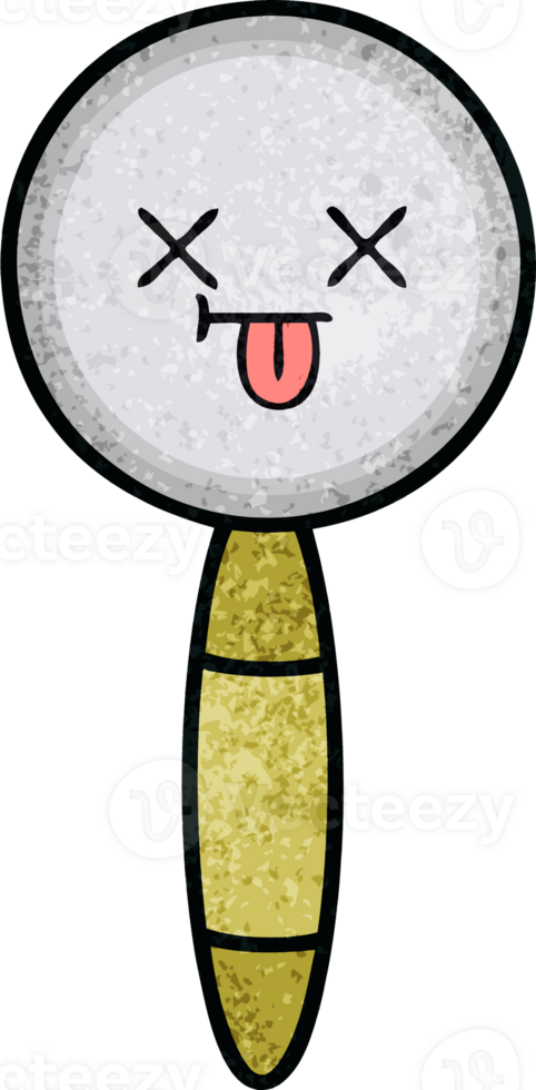 retro grunge texture cartoon of a magnifying glass png