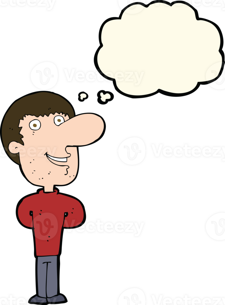 cartoon happy man with thought bubble png