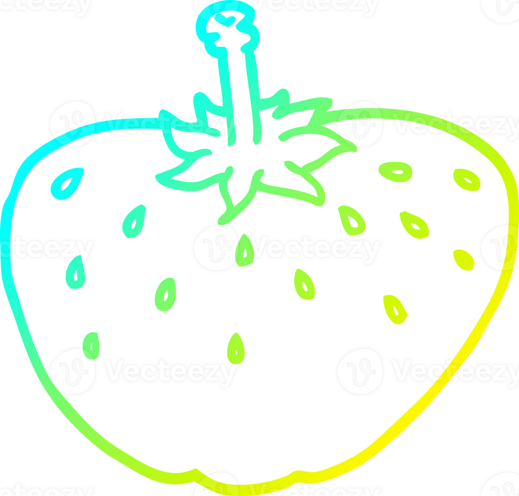 cold gradient line drawing of a cartoon strawberry png