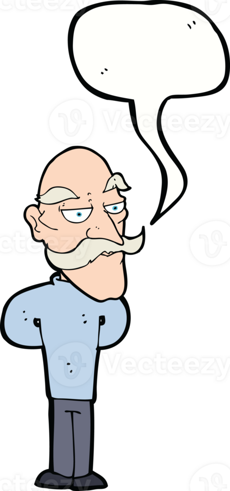 cartoon old man with mustache with speech bubble png