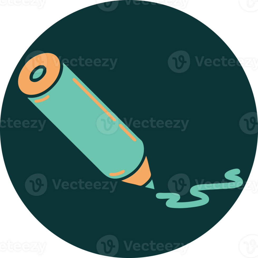 iconic tattoo style image of a coloring pencil png