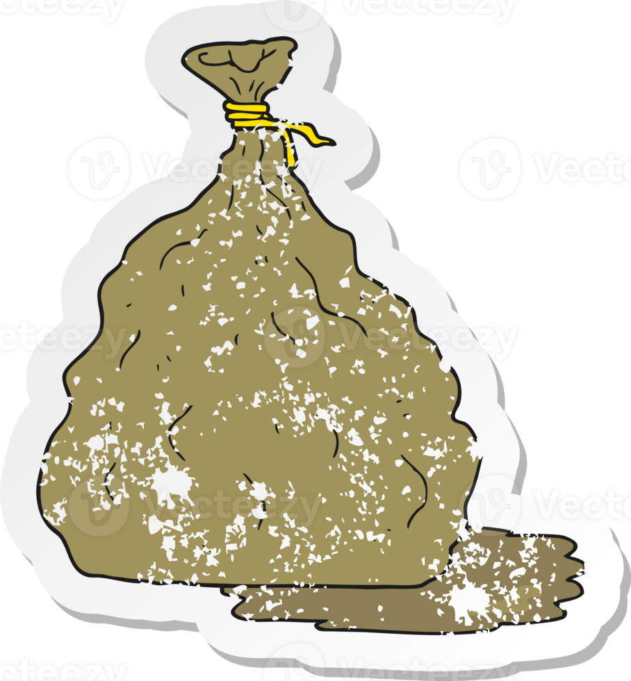 retrò afflitto etichetta di un' cartone animato legato Borsa di sciocchezze png