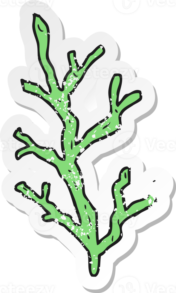 retro distressed sticker of a cartoon seaweed png