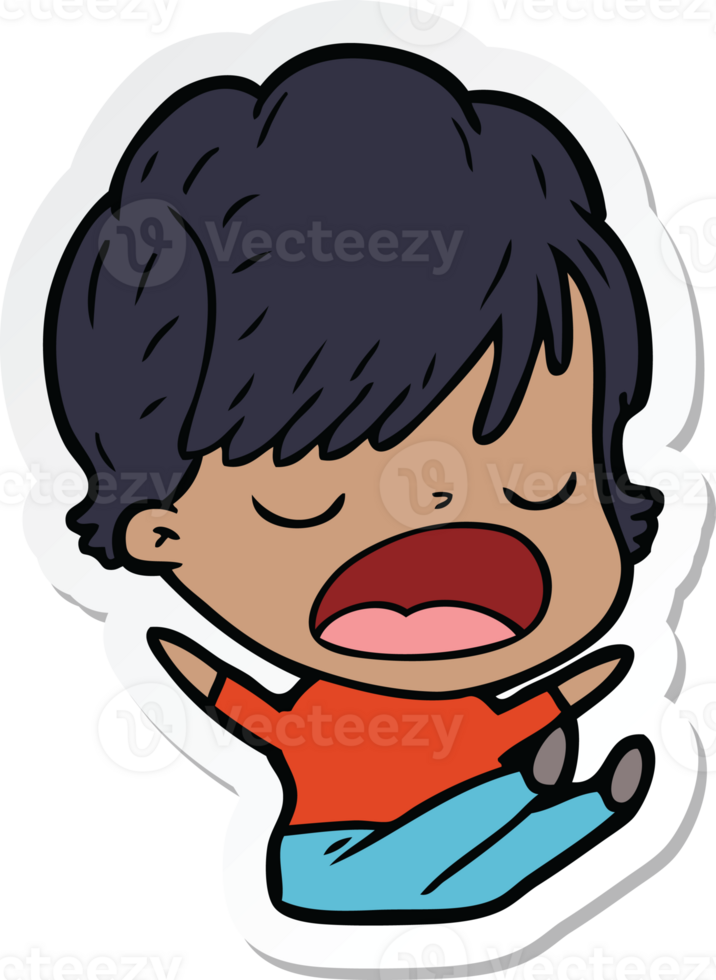 sticker of a cartoon woman talking png