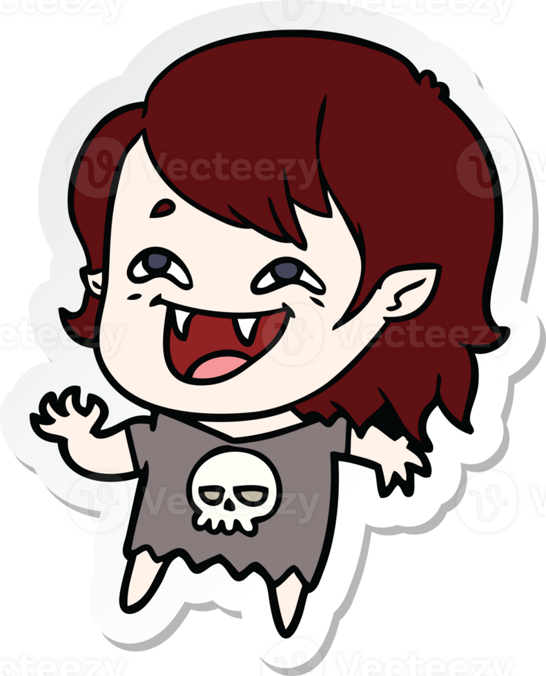 sticker of a cartoon laughing vampire girl png