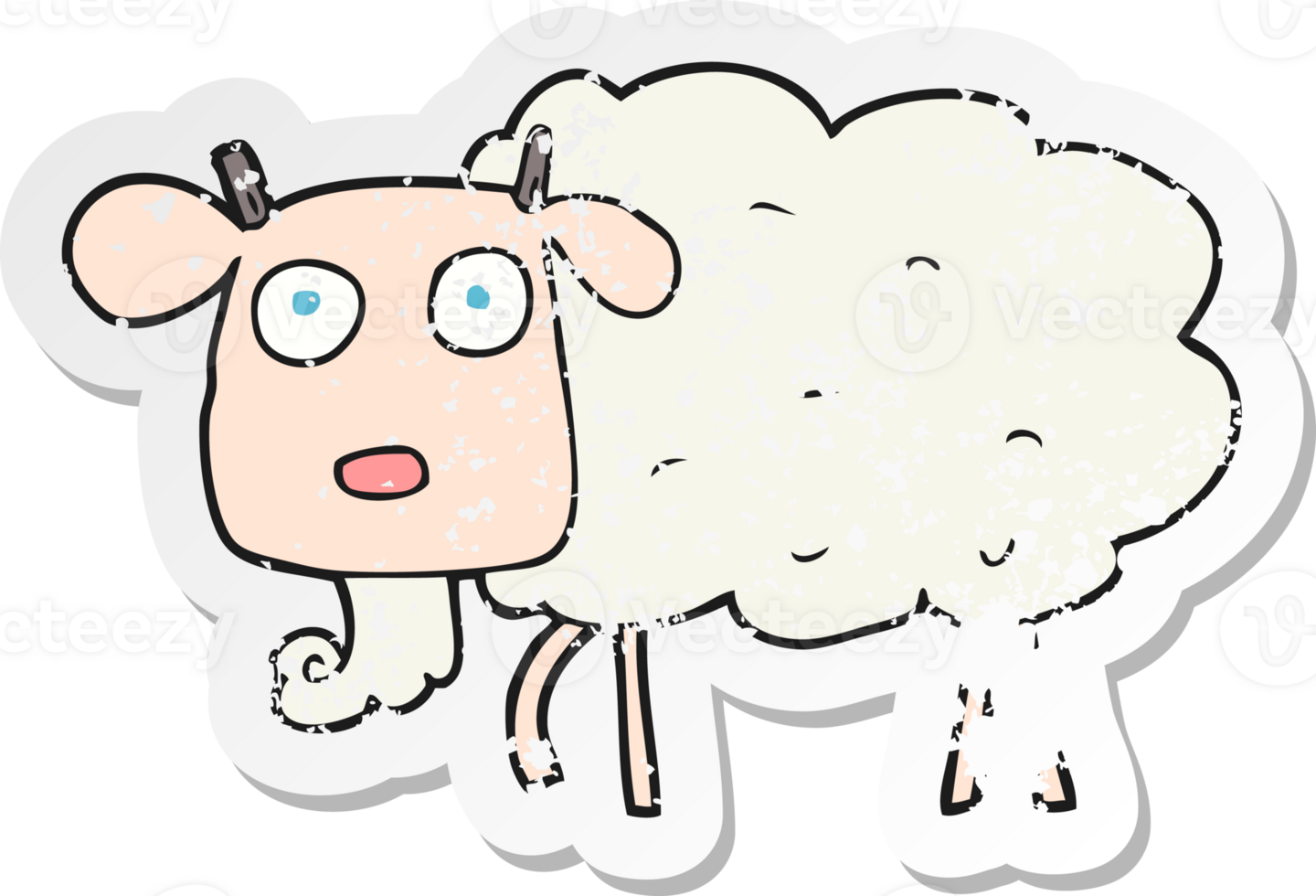 retro distressed sticker of a cartoon goat png