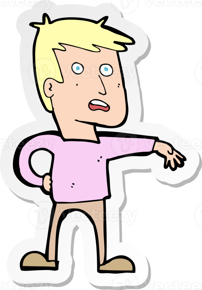 sticker of a cartoon man making camp gesture png