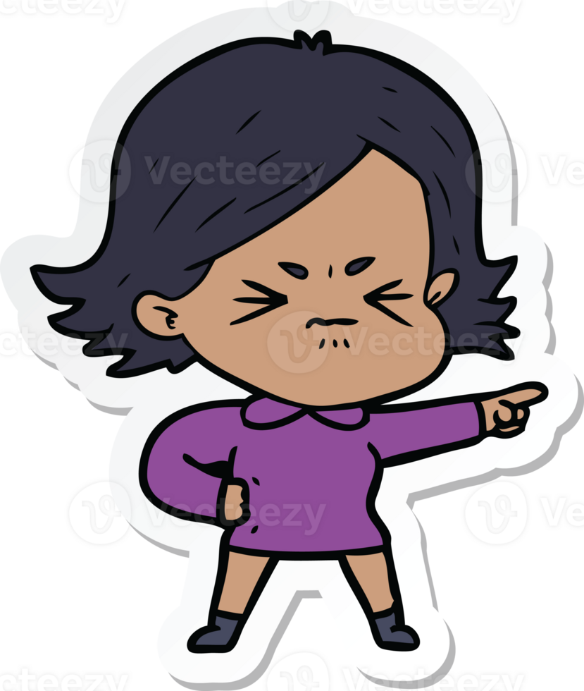 sticker of a cartoon angry woman png