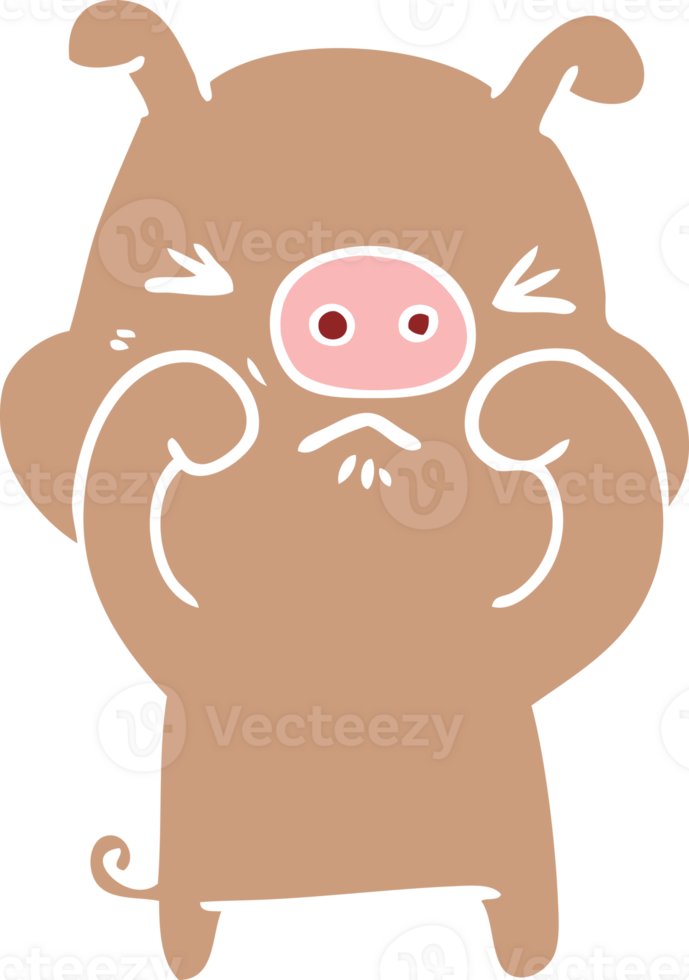 flat color style cartoon grumpy pig png
