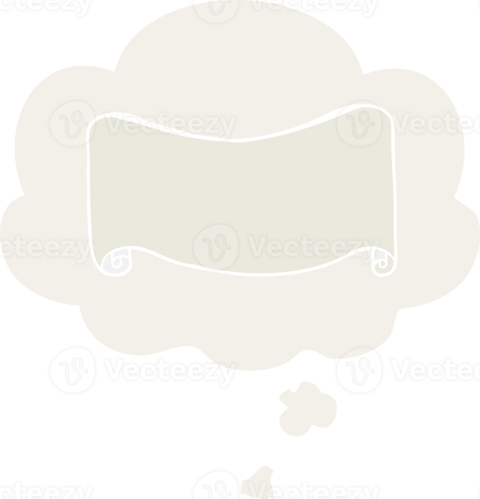 cartoon banner with thought bubble in retro style png