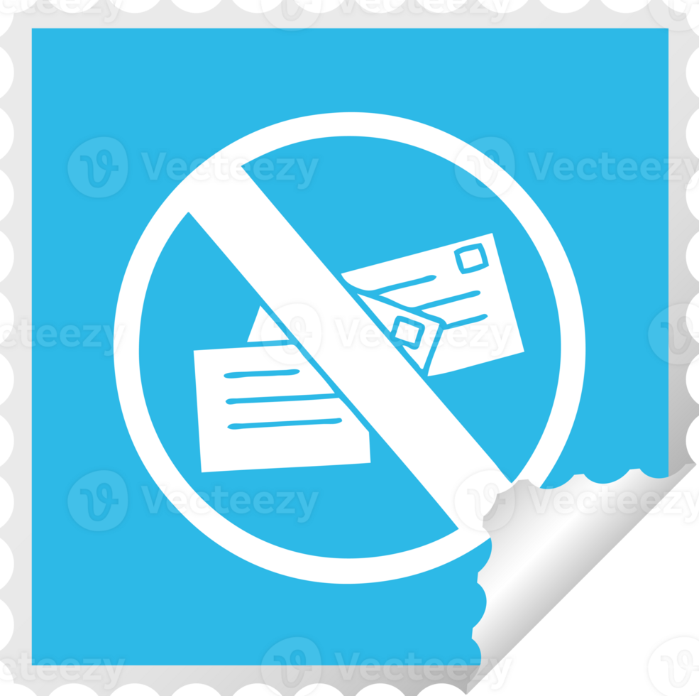 square peeling sticker cartoon of a no post sign png