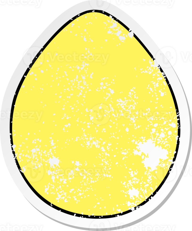 distressed sticker of a quirky hand drawn cartoon egg png