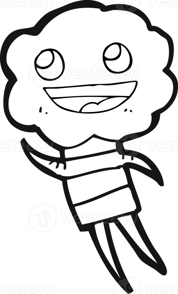 drawn black and white cartoon cute cloud head creature png