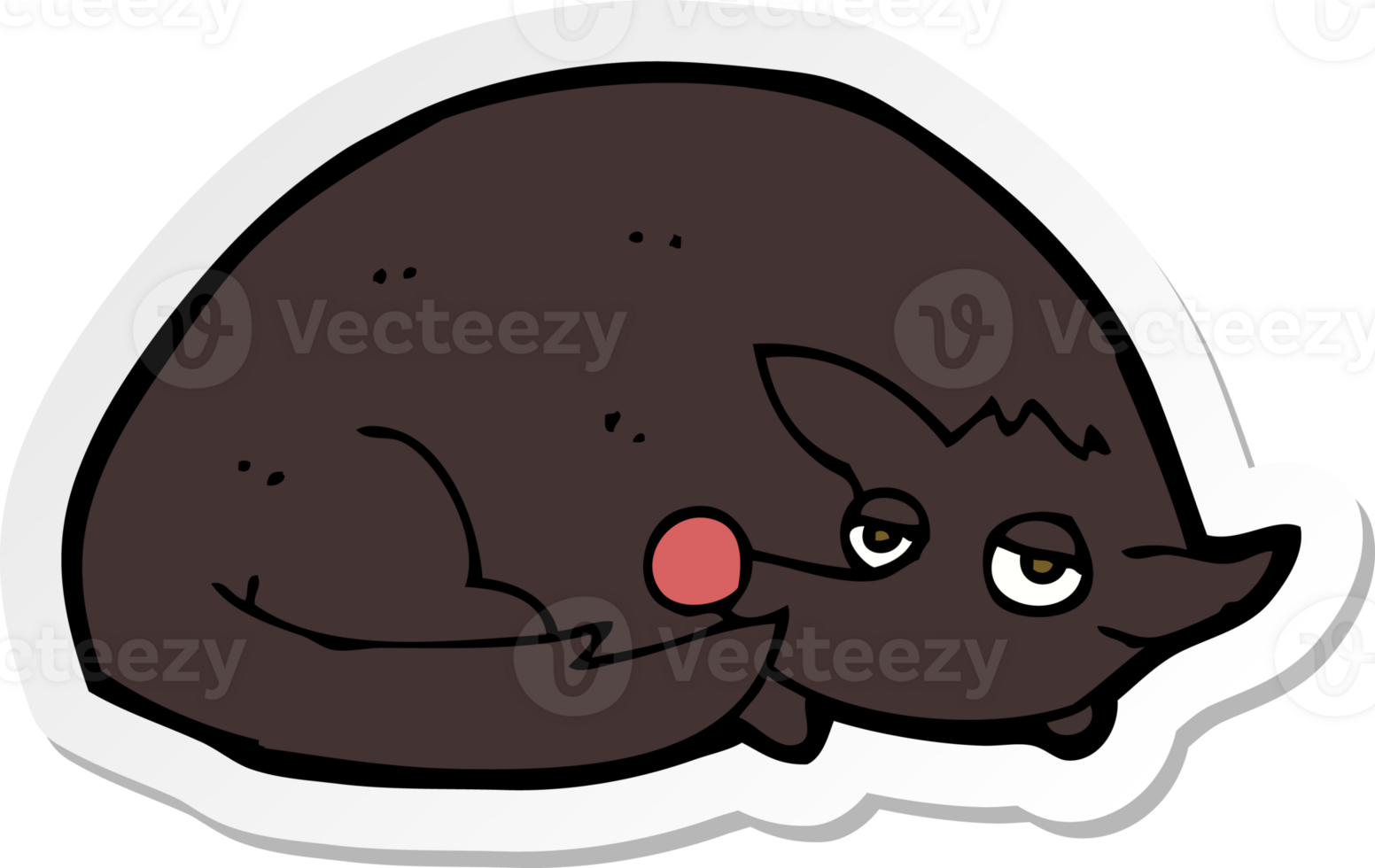 sticker of a cartoon curled up dog png