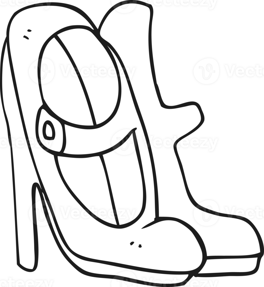 drawn black and white cartoon high heeled shoes png