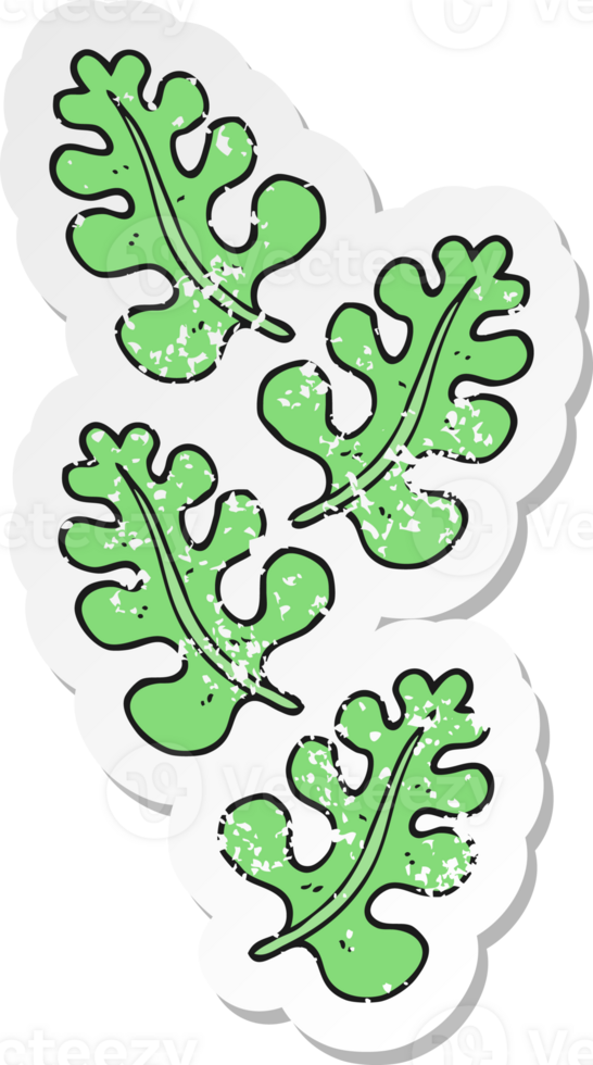 retro distressed sticker of a cartoon leaves png