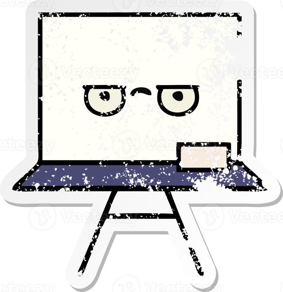 distressed sticker of a cute cartoon white board png