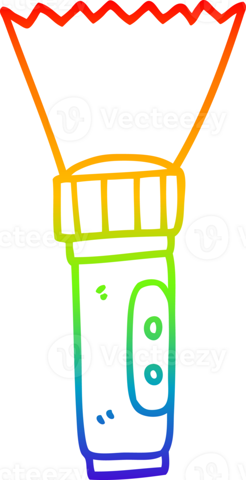 rainbow gradient line drawing of a cartoon electric torch png