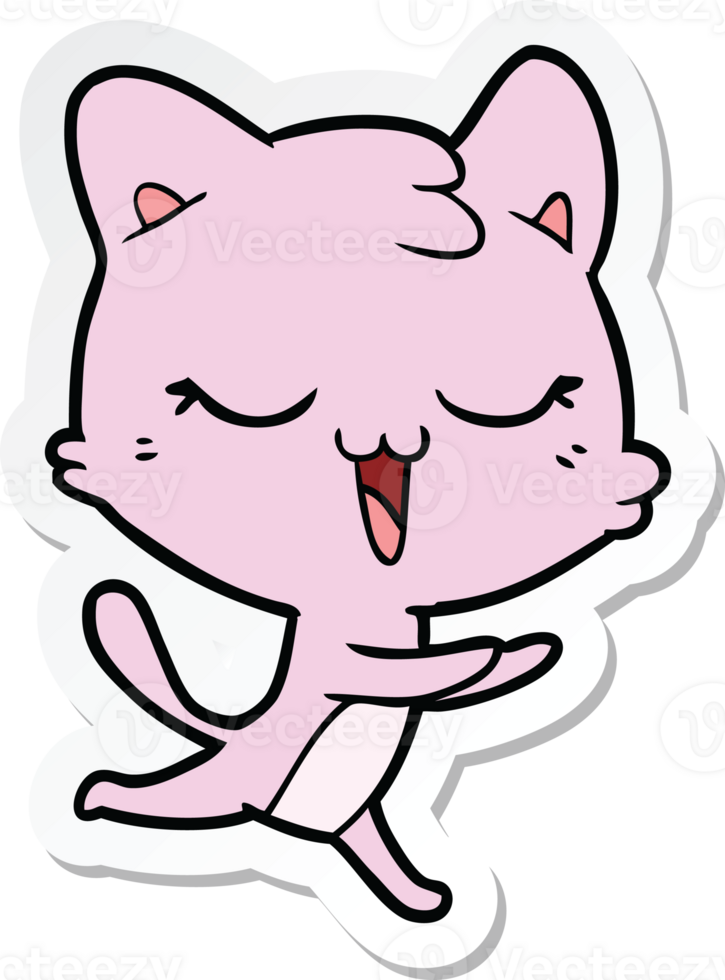 sticker of a happy cartoon cat png