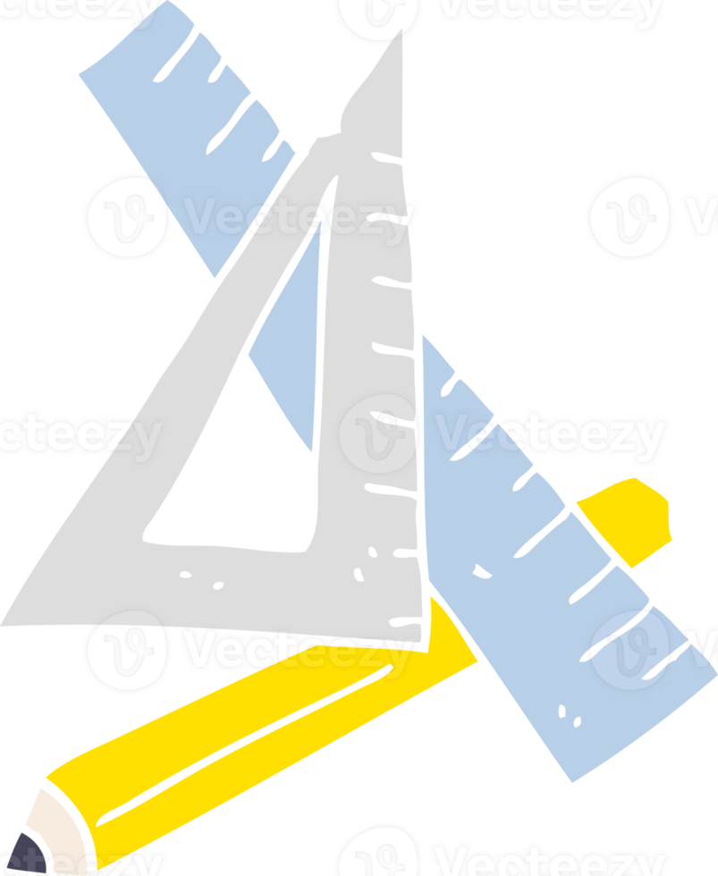 flat color illustration of pencil and ruler png