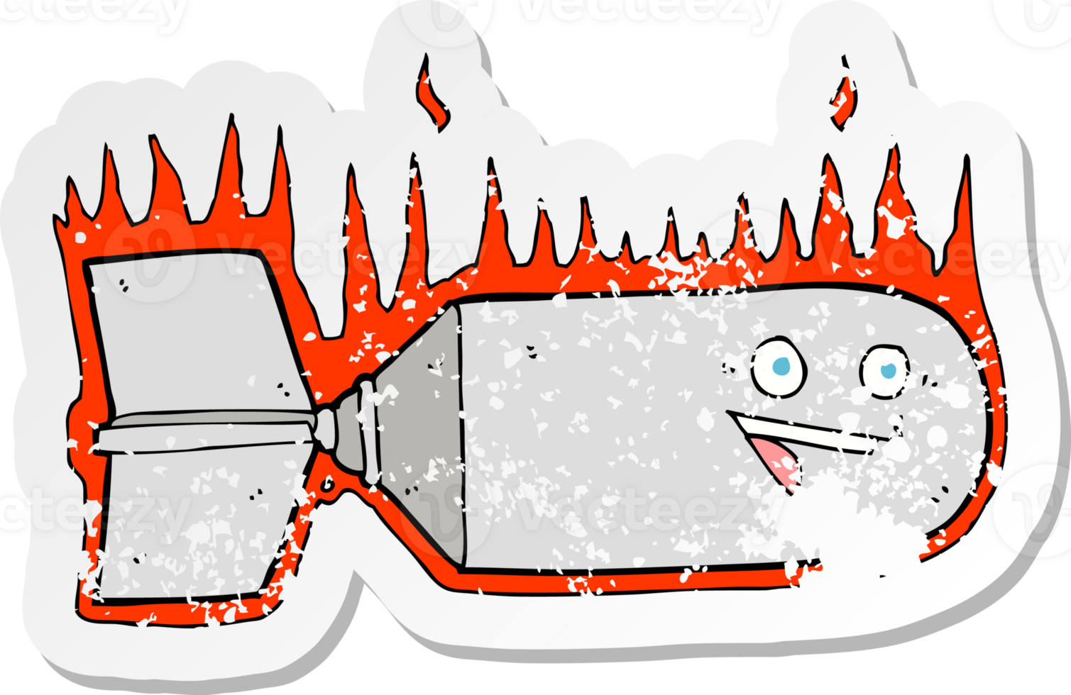 retro distressed sticker of a cartoon falling bomb png