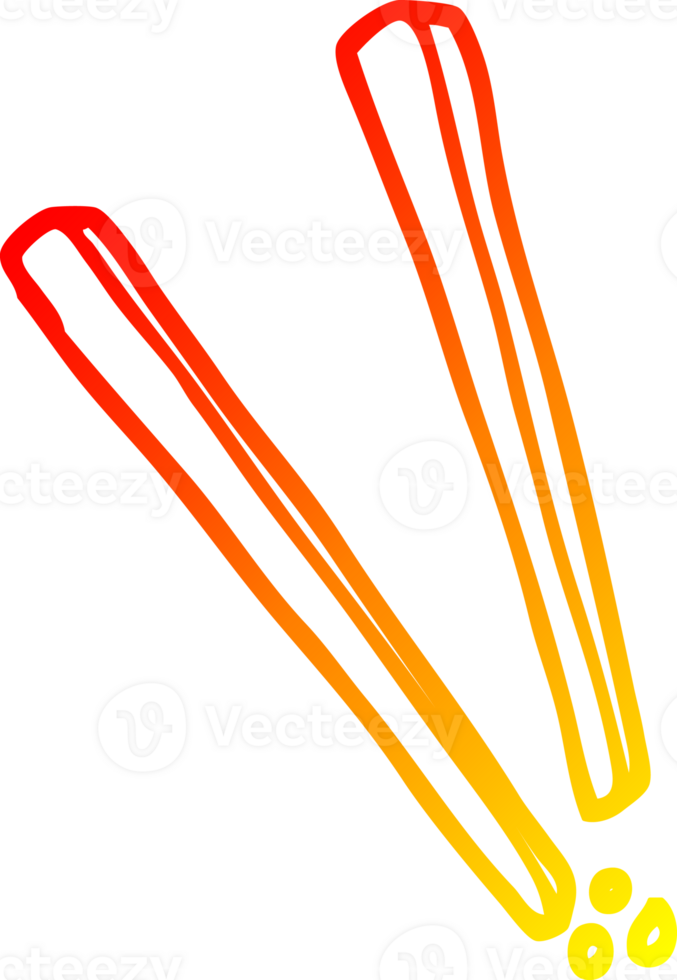 warm gradient line drawing of a cartoon wooden chopsticks png