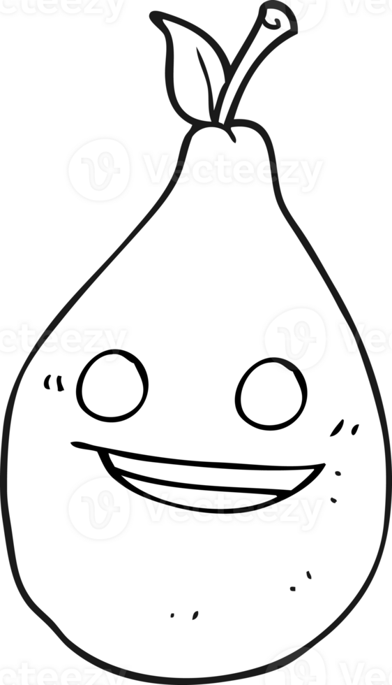 drawn black and white cartoon pear png