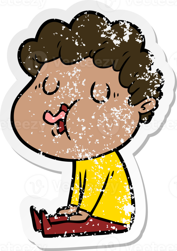 distressed sticker of a cartoon man singing png
