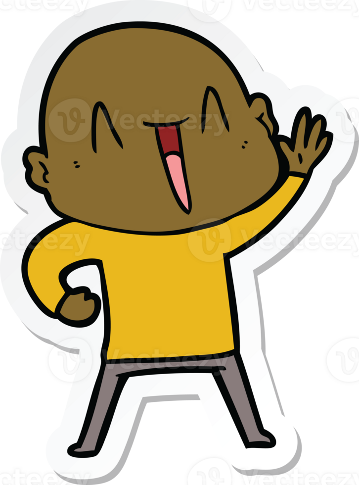 sticker of a happy cartoon bald man png