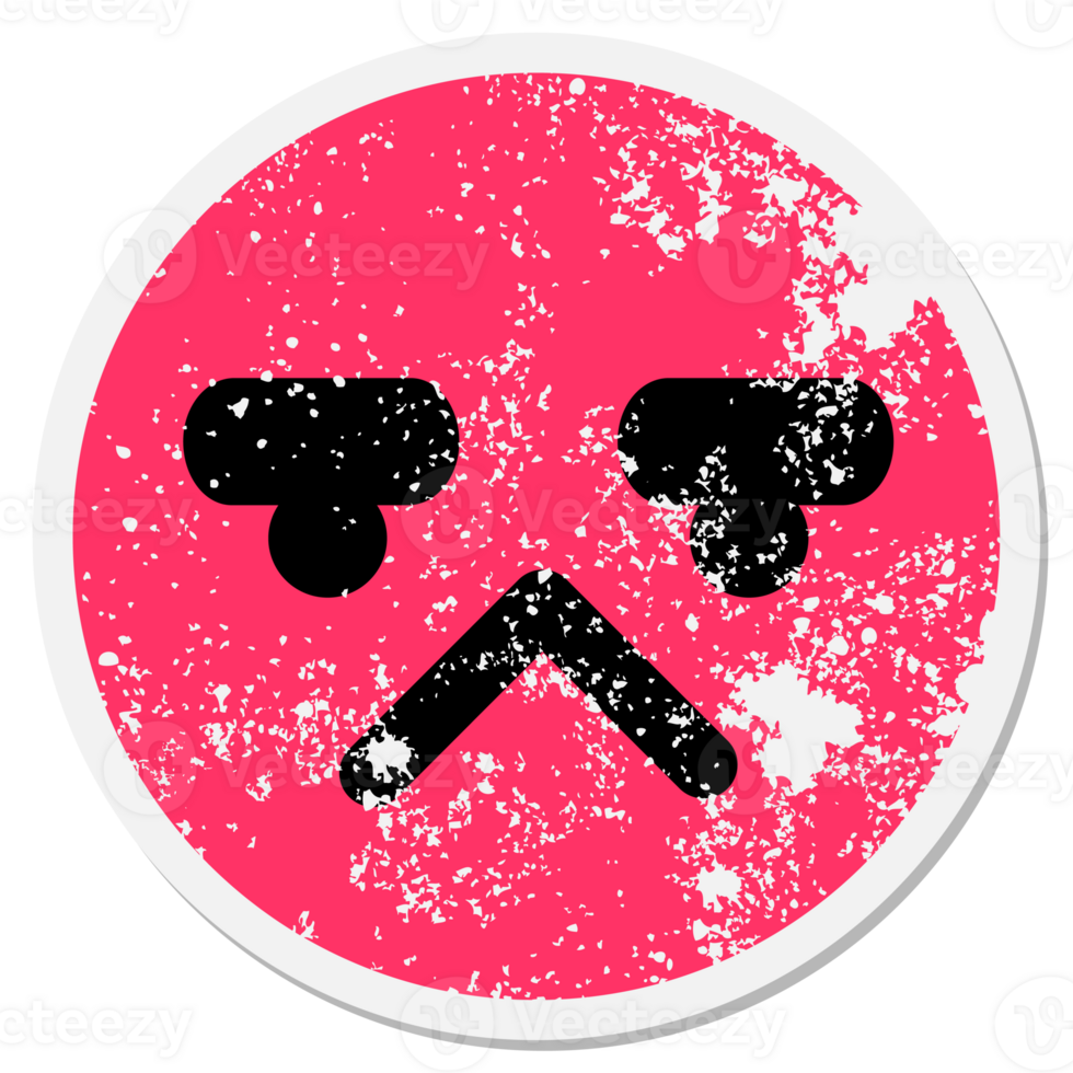displeased face circular sticker png