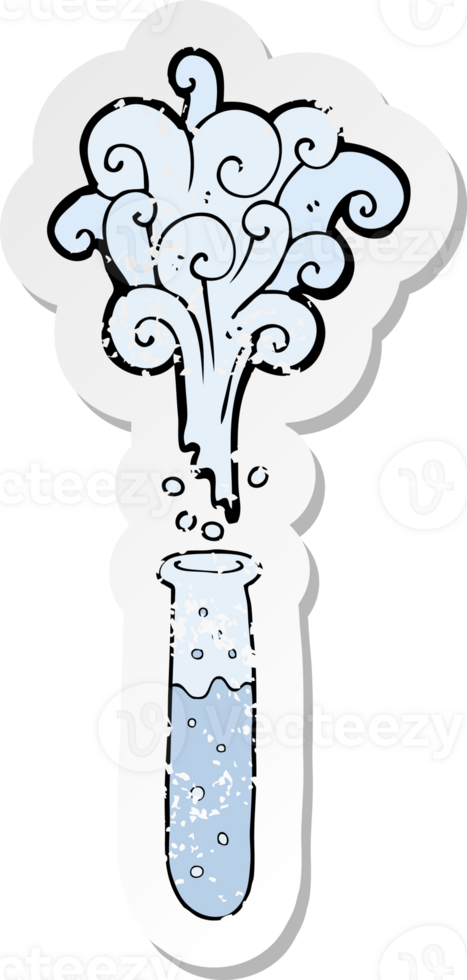 retro distressed sticker of a cartoon test tube png
