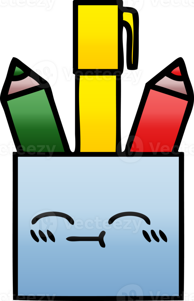 gradient shaded cartoon of a pencil pot png