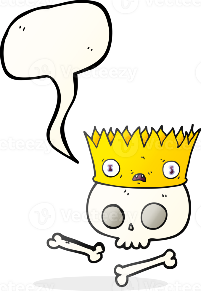 drawn speech bubble cartoon magic crown on old skull png