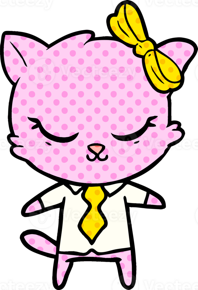 cute cartoon business cat with bow png