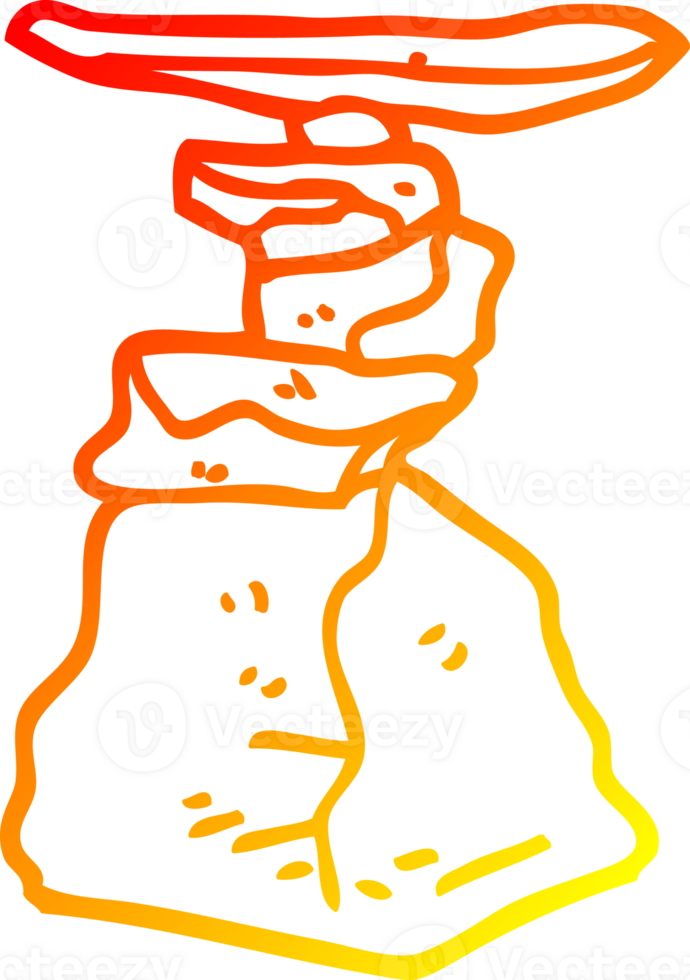 warm gradient line drawing of a cartoon stacked rocks png