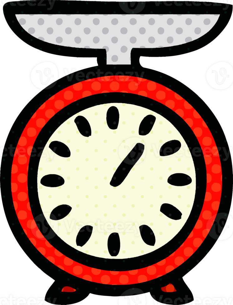 comic book style cartoon of a weighing scale png