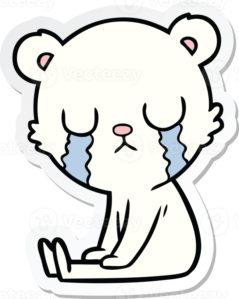 sticker of a crying polar bear cartoon png