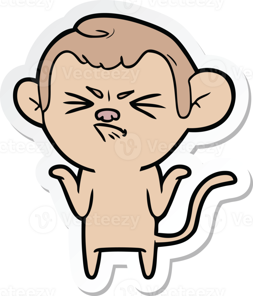 sticker of a cartoon annoyed monkey png