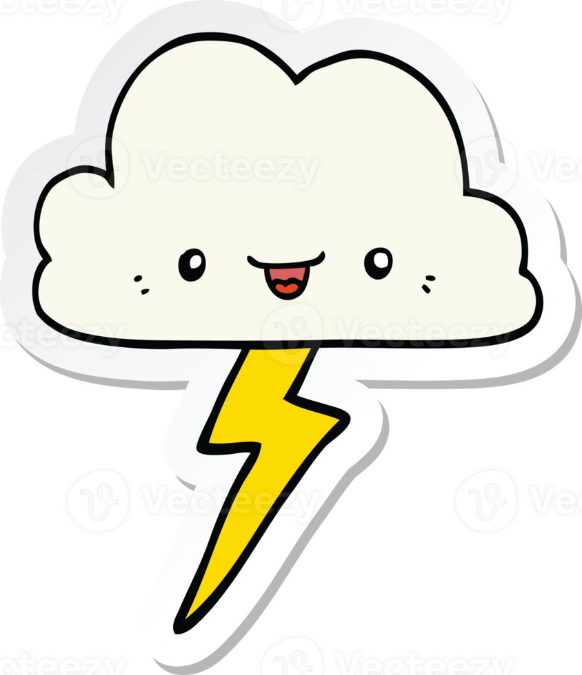 sticker of a cartoon storm cloud png