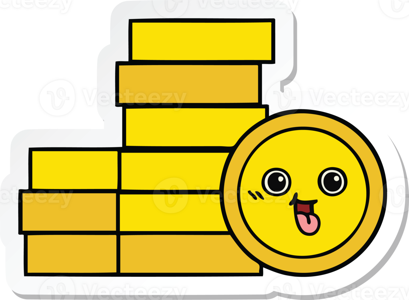 sticker of a cute cartoon coins png