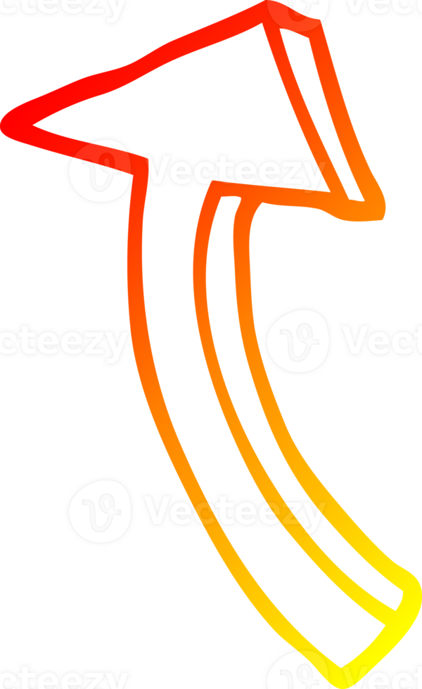 warm gradient line drawing of a cartoon pointing arrow png