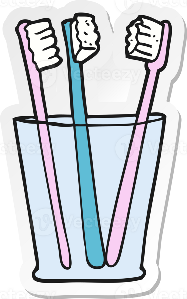 sticker of a cartoon glass and toothbrushes png