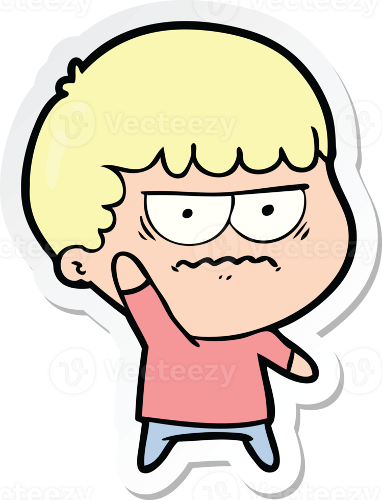 sticker of a cartoon annoyed man png