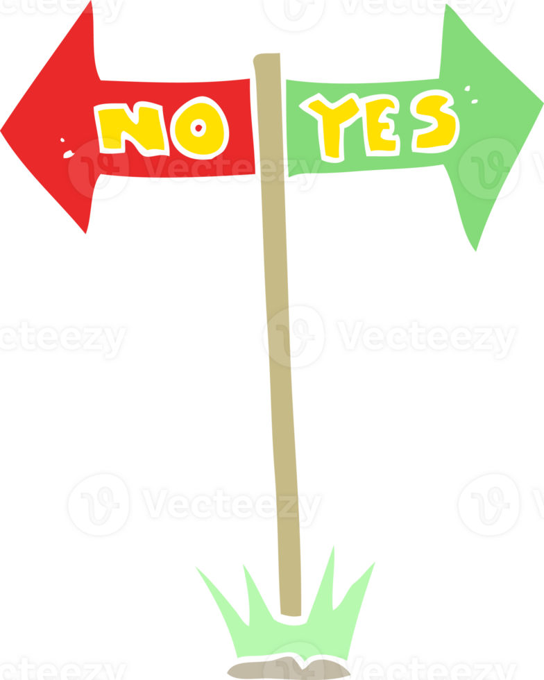 flat color illustration of yes and no sign png